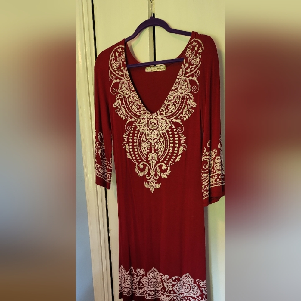 Red and White Embroidery Dress
